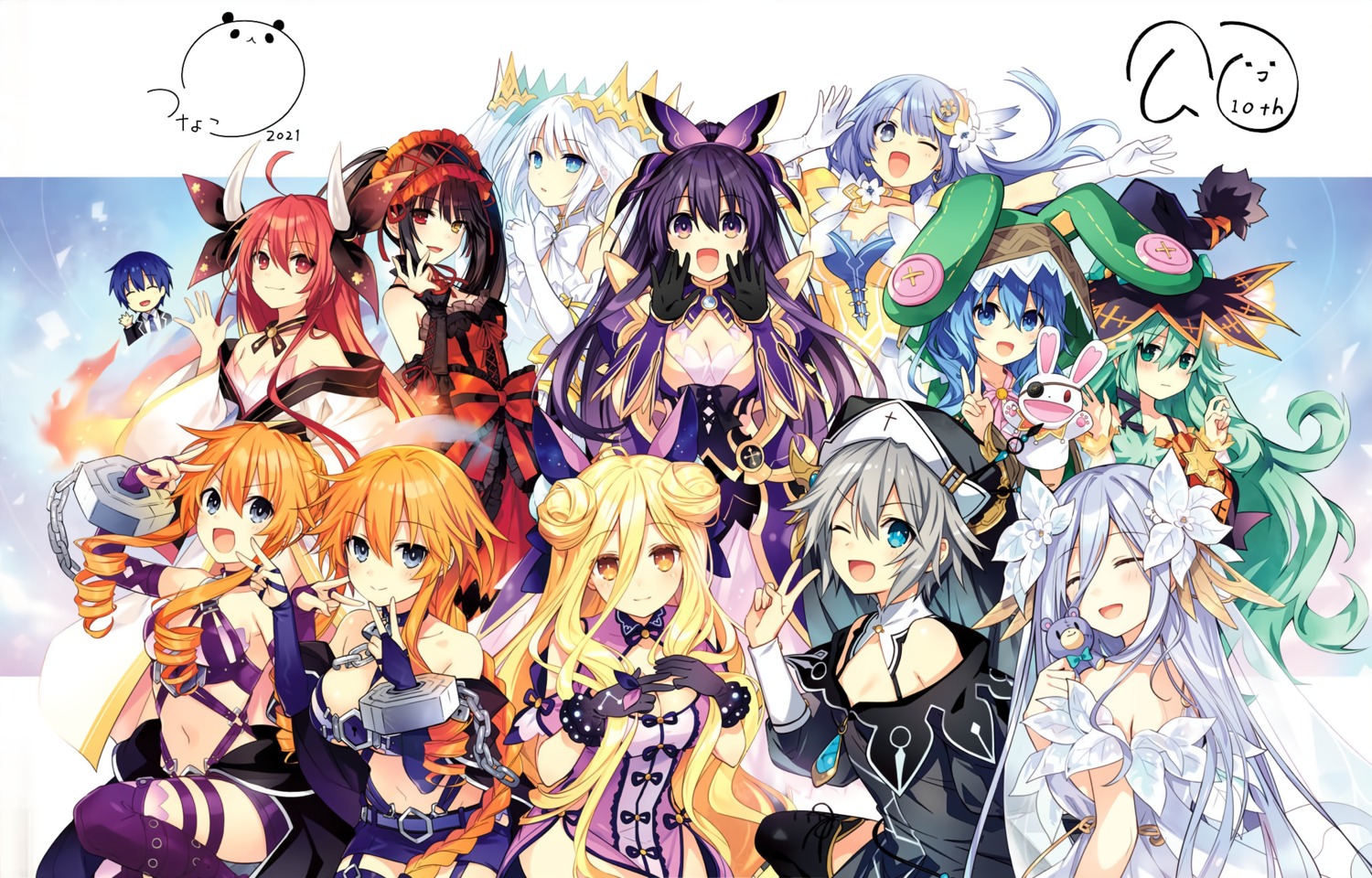 animal_ears bunny_ears chinadress cleavage date_a_live dress garter gothic_lolita heterochromia himekawa_yoshino honjou_nia_(date_a_live) horns hoshimiya_mukuro itsuka_kotori itsuka_shidou izayoi_miku japanese_clothes kyouno_natsumi lolita_fashion no_bra nun open_shirt seifuku takamiya_mio thighhighs tobiichi_origami tokisaki_kurumi tsunako witch yamai_kaguya yamai_yuzuru yatogami_tooka