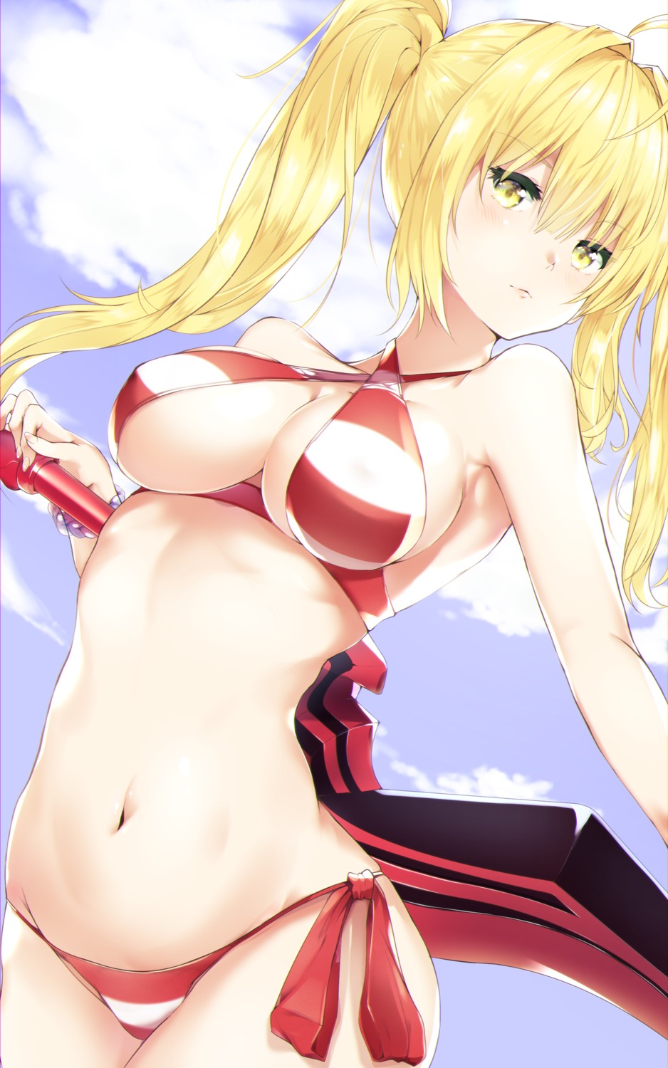 bikini fate/grand_order saber_extra suwakana swimsuits sword