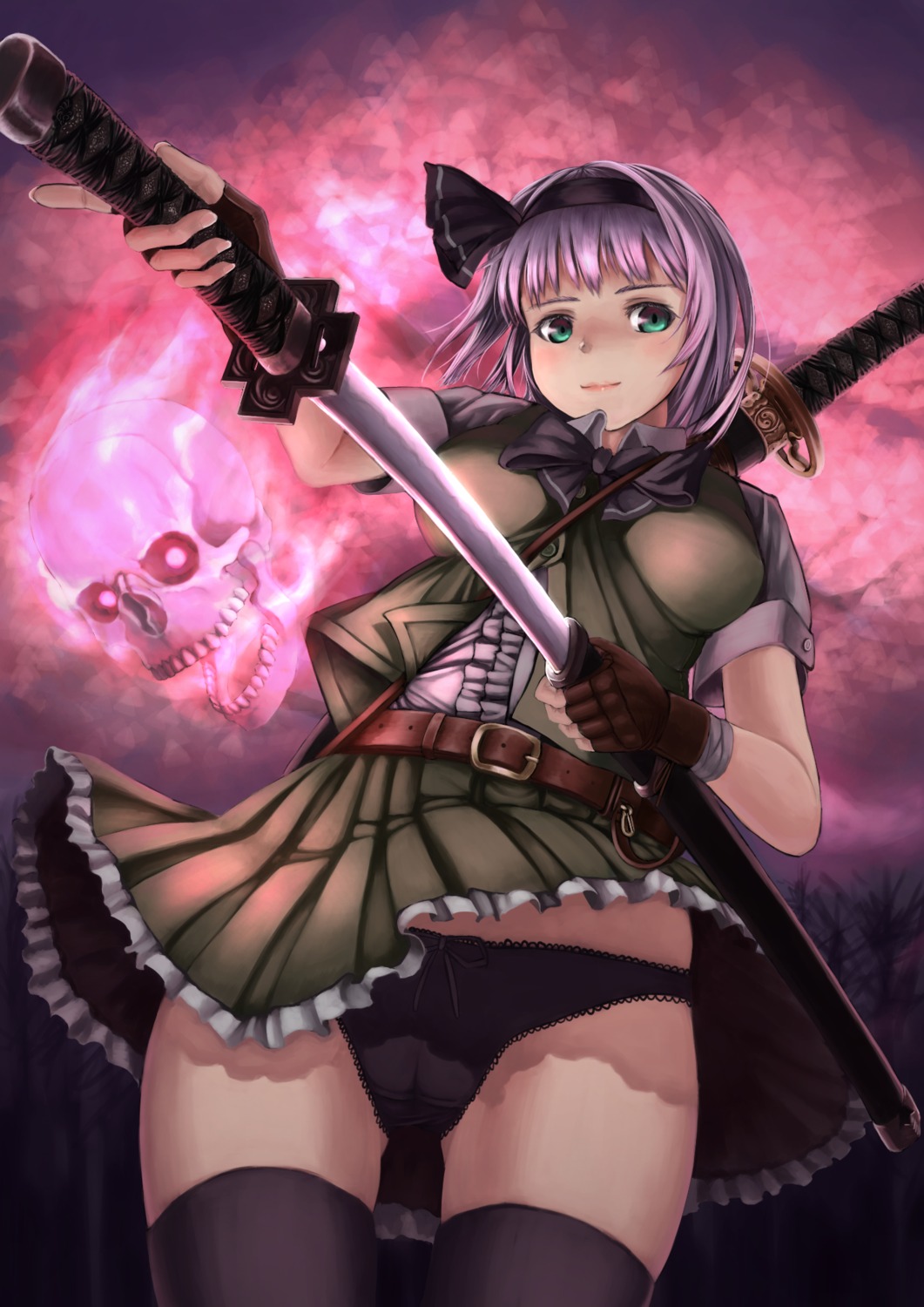 cameltoe konpaku_youmu nuppa pantsu sword thighhighs touhou