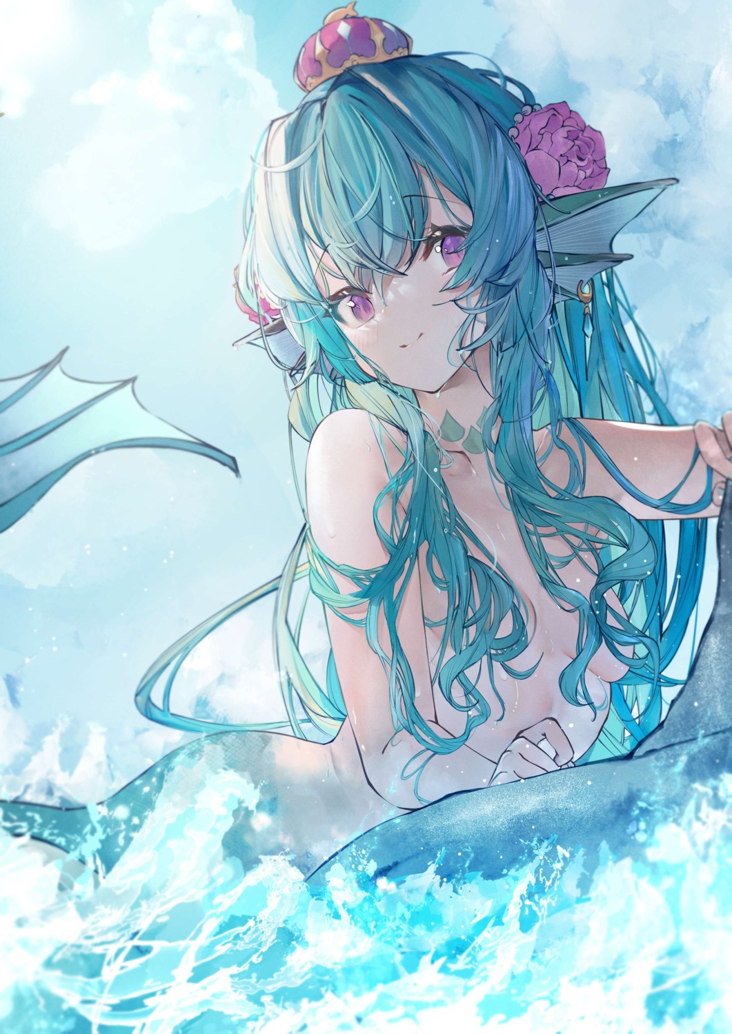 betabeet mermaid monster_girl naked nijisanji nijisanji_en ryuuguu_finana tail wet