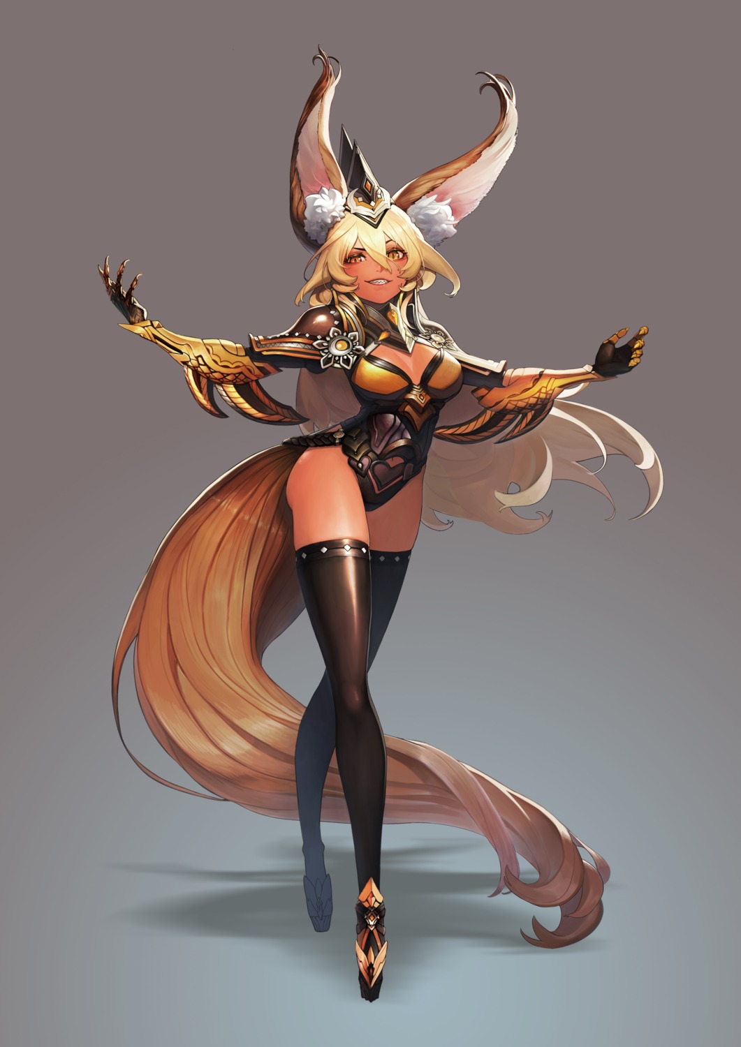 animal_ears armor cleavage leotard tagme tail thighhighs