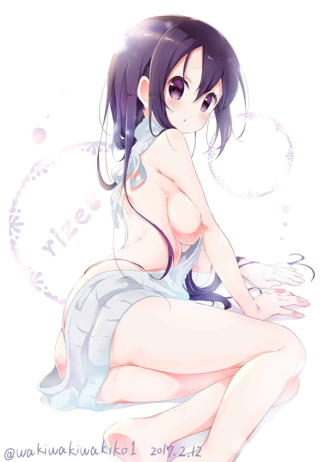 ass breast_hold gochuumon_wa_usagi_desu_ka? no_bra nopan sweater tedeza_rize underboob waki_(pixiv2609622)