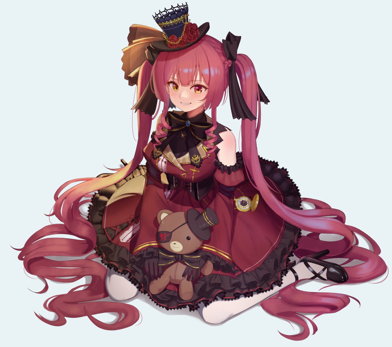 dress heels heterochromia hololive houshou_marine lolita_fashion yiku_(sim7368)