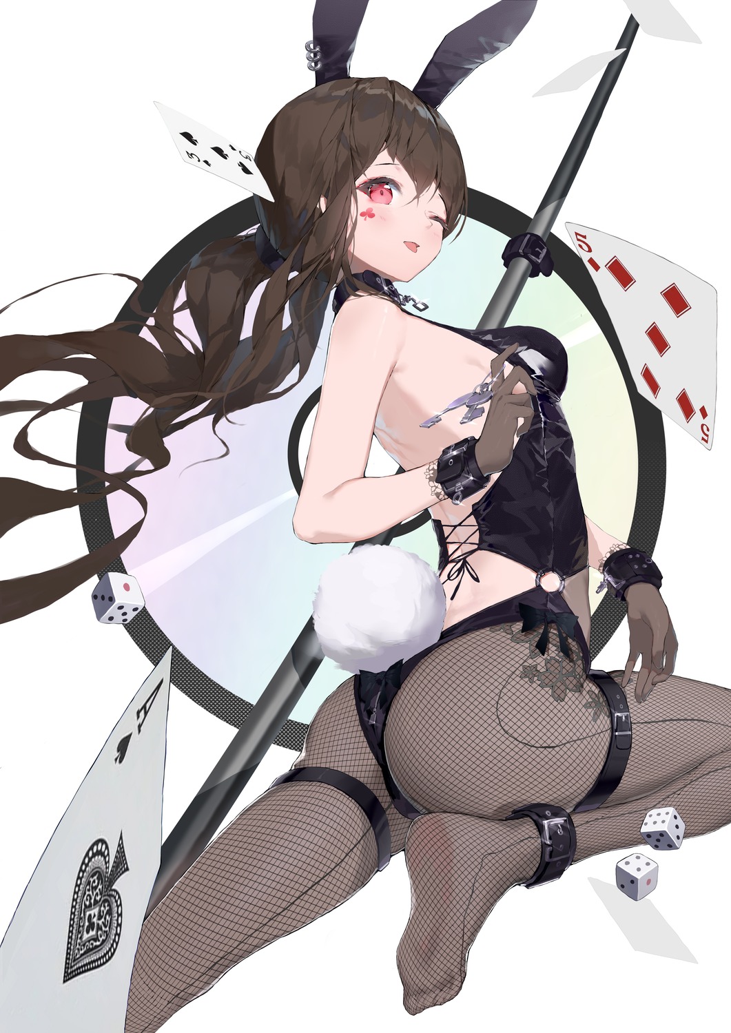 animal_ears ass bodhi_wushushenghua bunny_ears bunny_girl fishnets garter no_bra pantyhose tail tattoo thighhighs