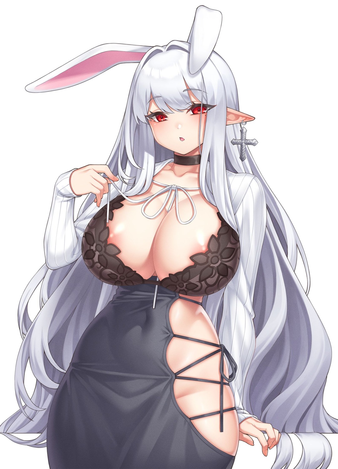 animal_ears areola bra bunny_ears pointy_ears tagme