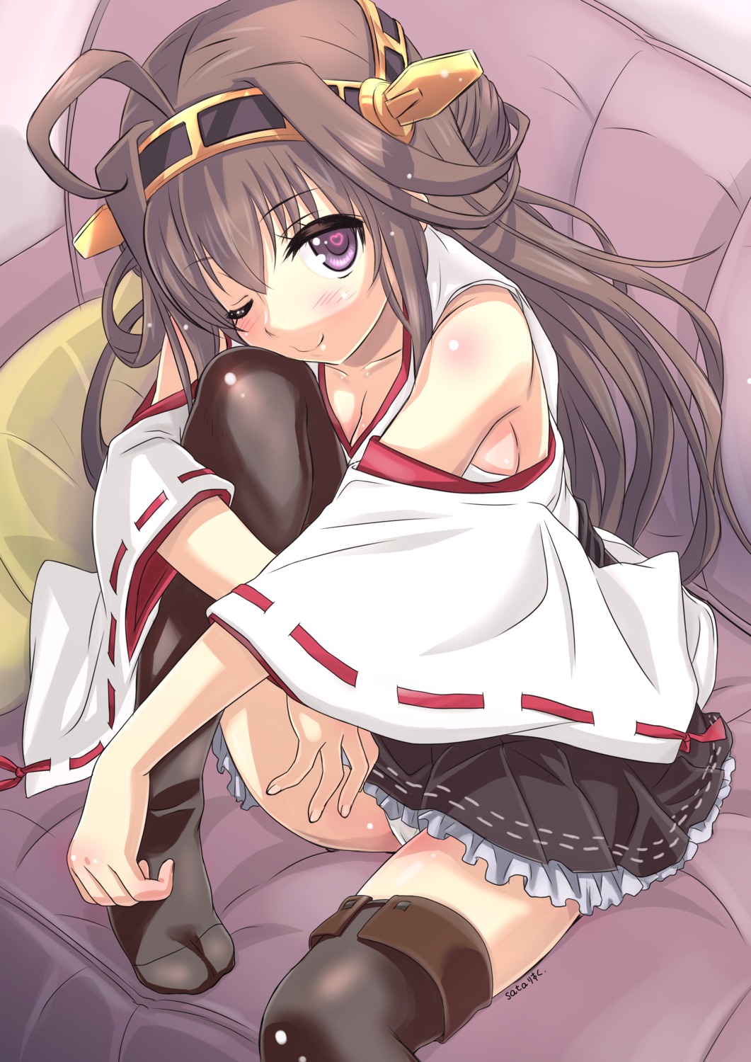 kantai_collection kongou_(kancolle) pantsu sata thighhighs