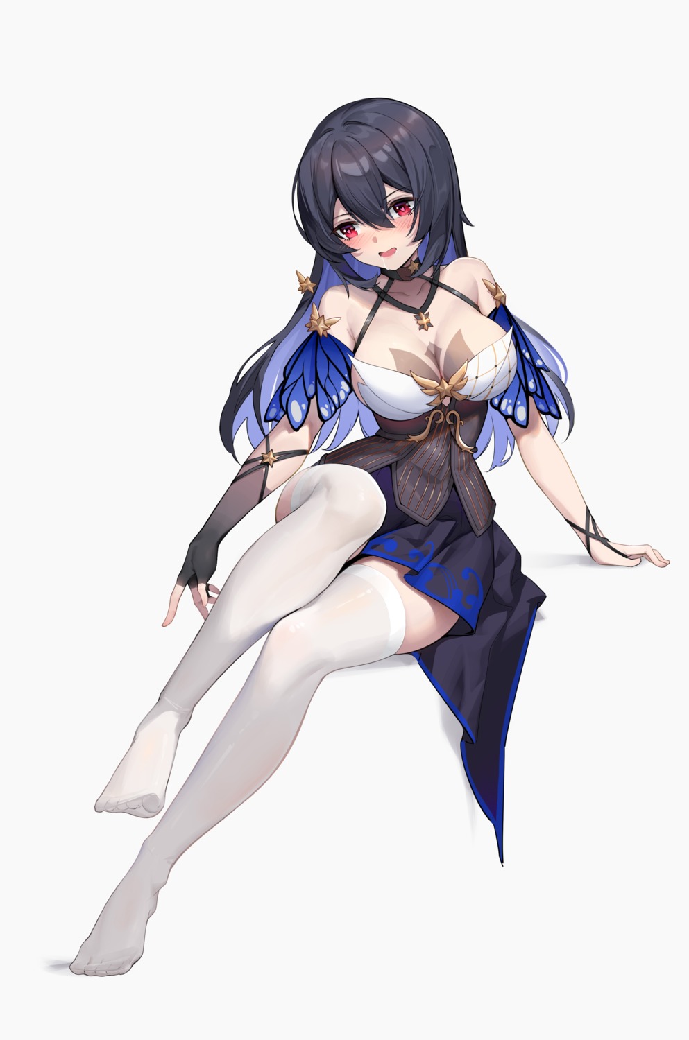 benghuai_xueyuan dress feet honkai_impact no_bra seele_vollerei shenqi_xiao_hong_zai_nali thighhighs