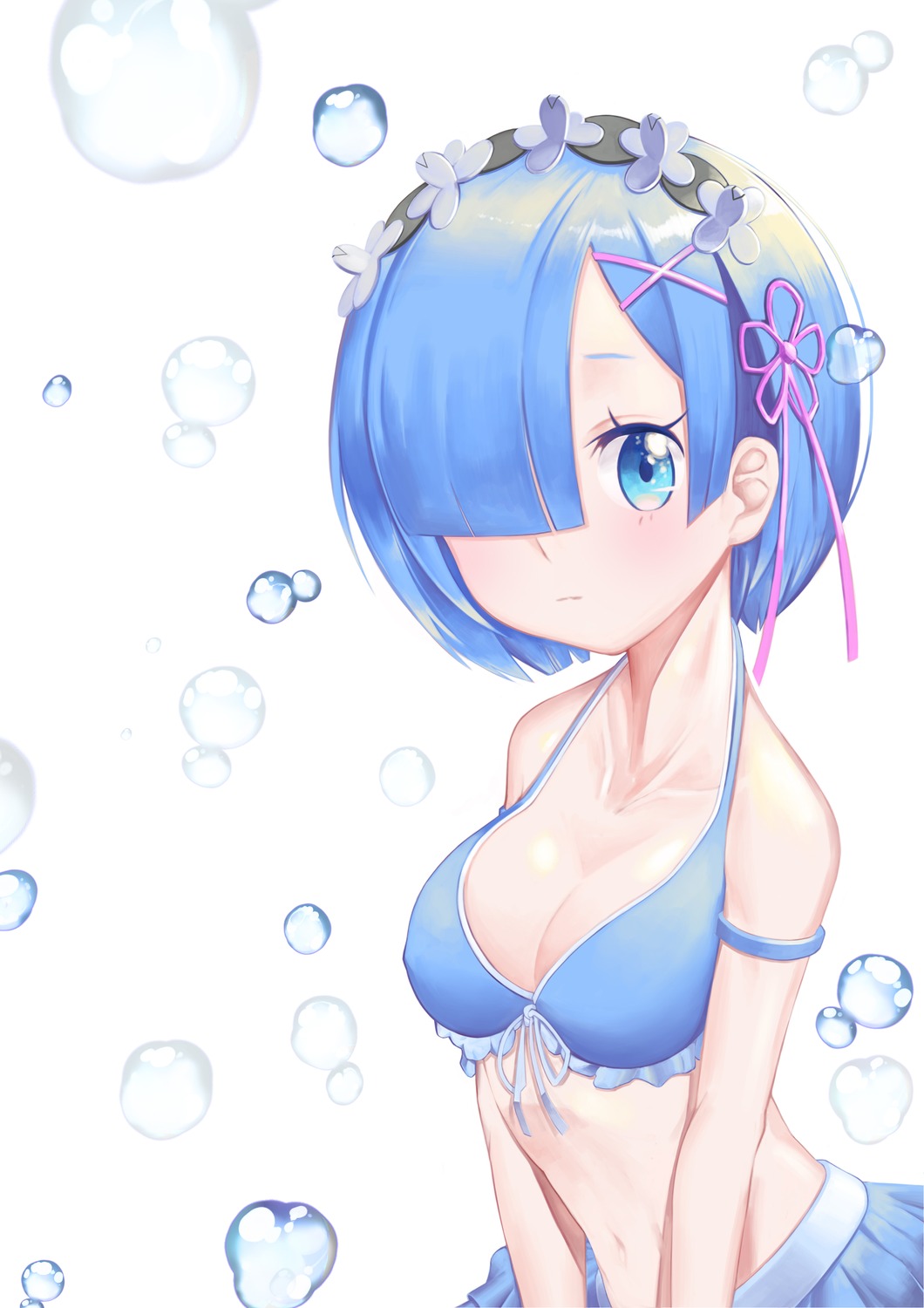 bikini erect_nipples miyamoya re_zero_kara_hajimeru_isekai_seikatsu rem_(re_zero) swimsuits