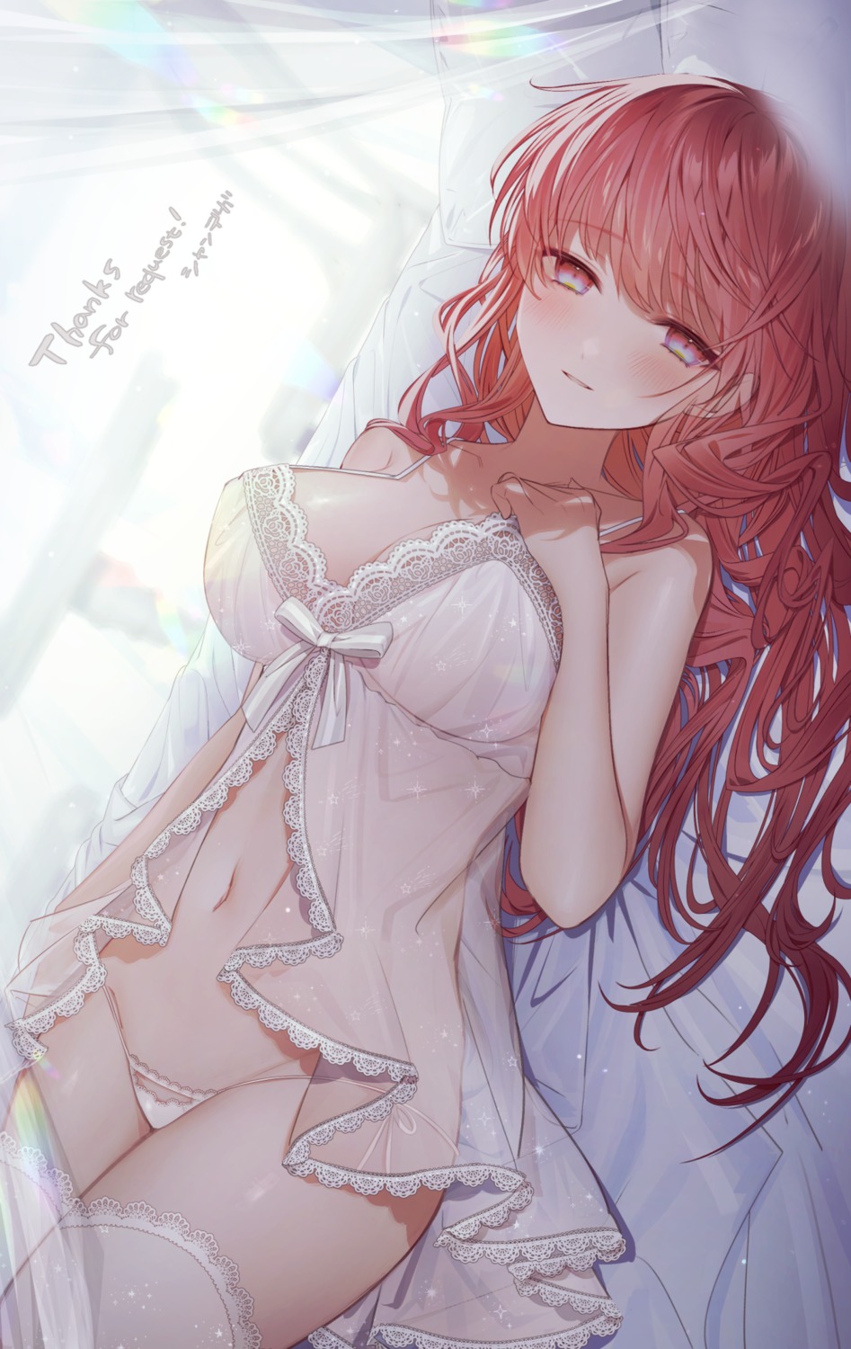 lingerie open_shirt pantsu see_through shandega thighhighs