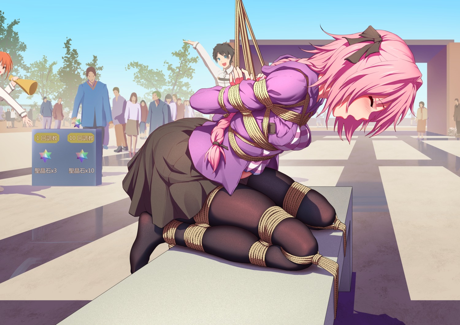 astolfo_(fate) bondage fate/grand_order fujimaru_ritsuka_(female) fujimaru_ritsuka_(male) pantyhose tokinohimitsu trap