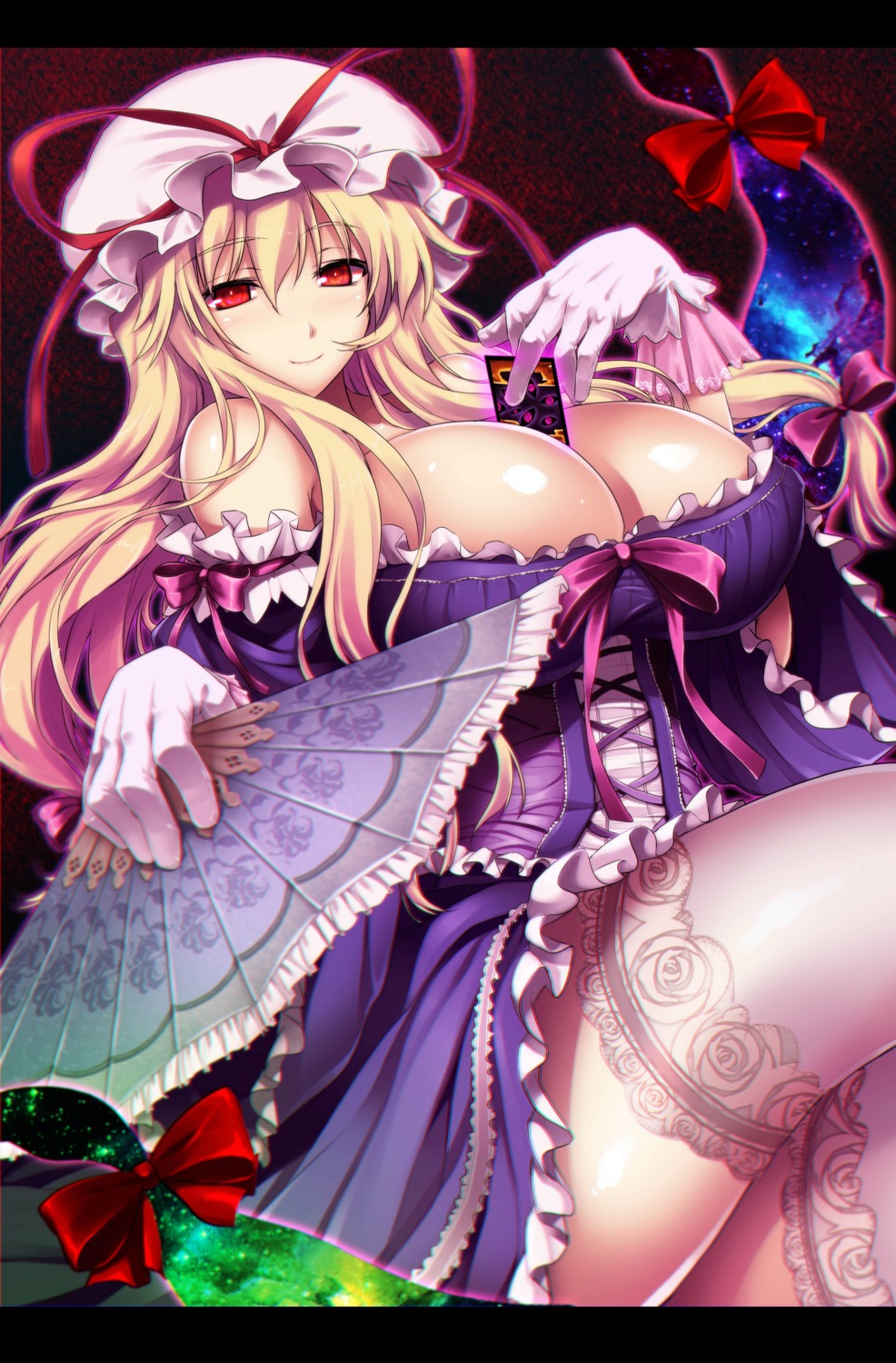 cleavage dress ouma_tokiichi thighhighs touhou yakumo_yukari