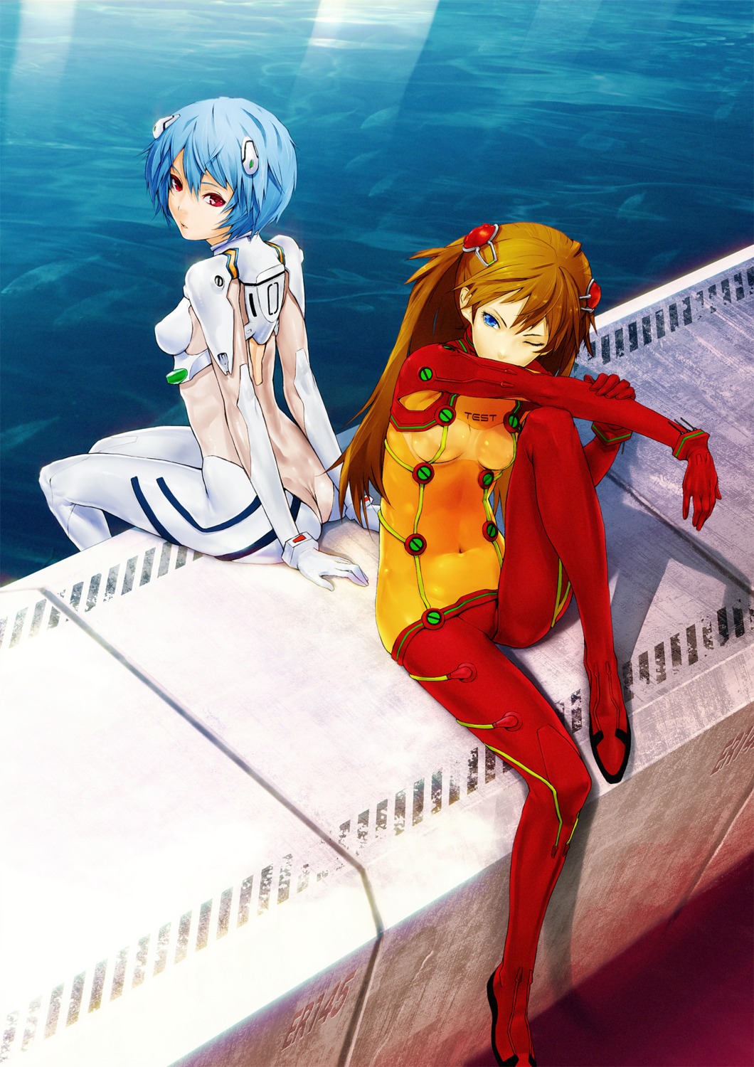 ayanami_rei bodysuit neon_genesis_evangelion redjuice souryuu_asuka_langley