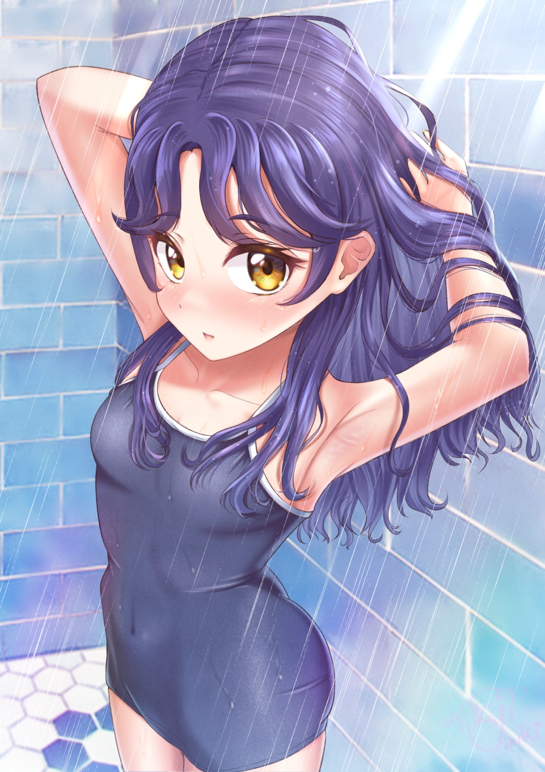 akajiyuuki bathing school_swimsuit suzumura_sango swimsuits tropical-rouge!_precure wet_clothes