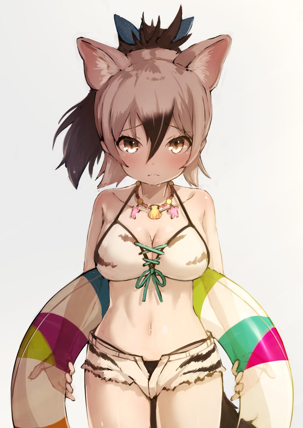 aardwolf animal_ears bikini cleavage deku_suke kemono_friends swimsuits tail