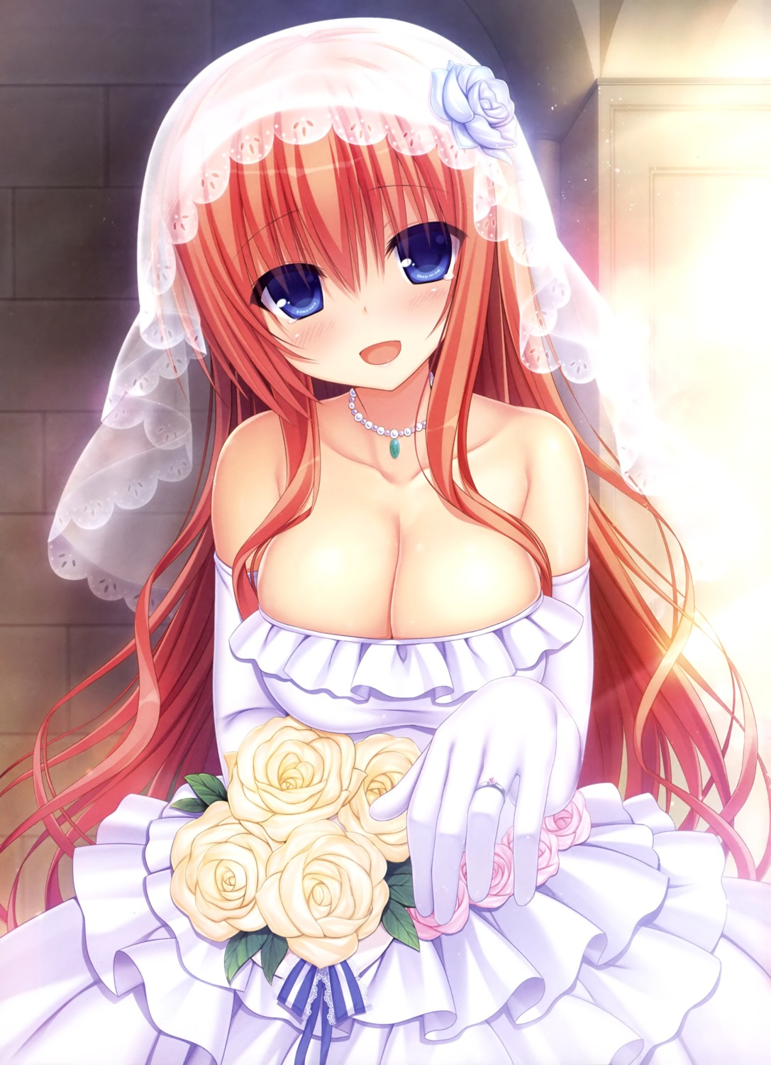 cleavage dress utsunomiya_tsumire wedding_dress