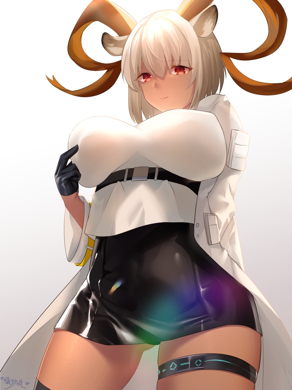 animal_ears arknights carnelian_(arknights) garter horns lingshalan pantsu