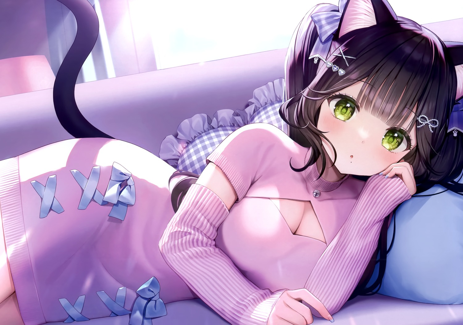 animal_ears dress momoshiki_tsubaki nekomimi pitsche sweater tail