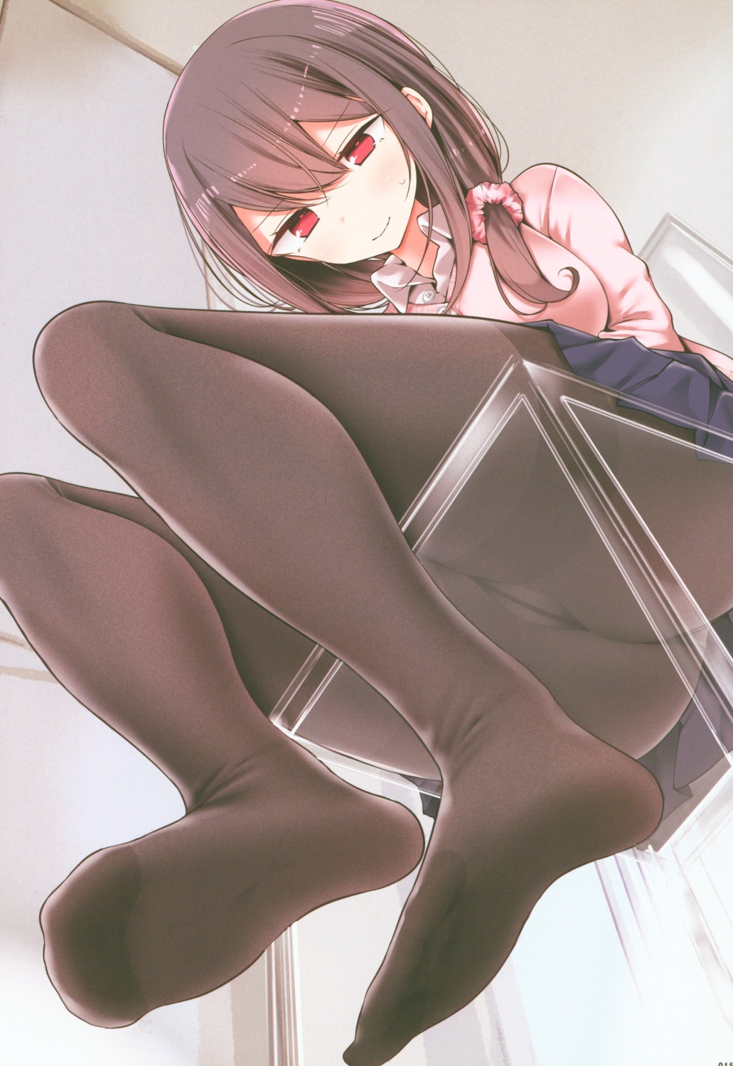 feet oouso pantsu pantyhose screening seifuku skirt_lift sweater usotsukiya