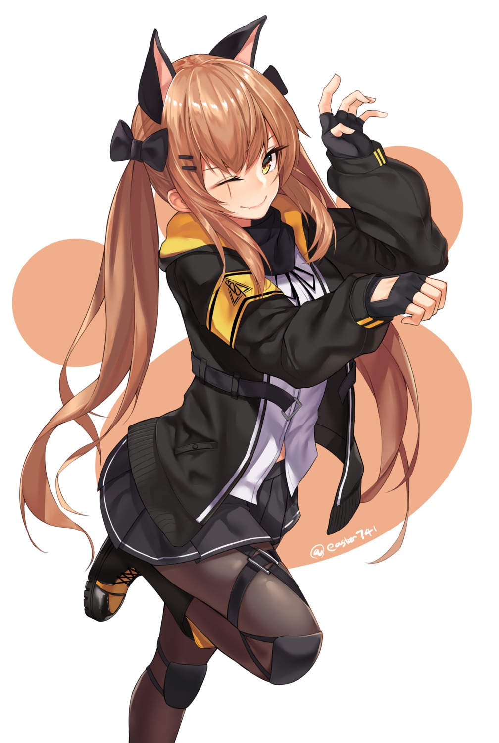 animal_ears girls_frontline nekomimi pantyhose star741 ump9_(girls_frontline) uniform