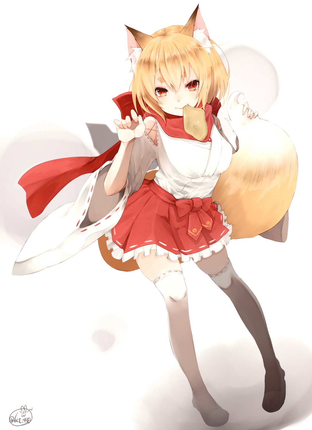 animal_ears chita_(ketchup) kitsune tail thighhighs