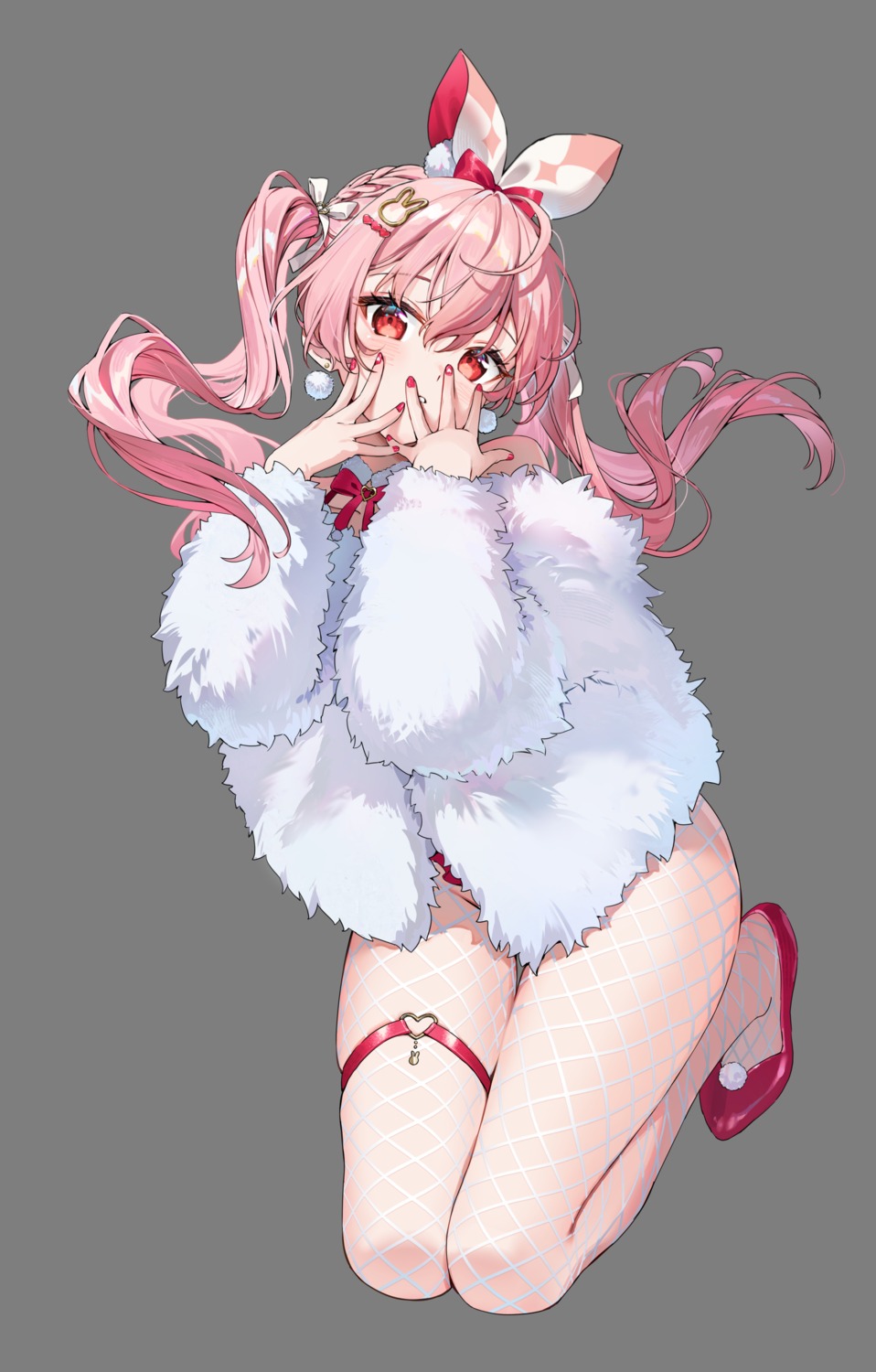 animal_ears atelier_live bunny_ears fishnets garter pantyhose rosuuri rosuuri_(vtuber) transparent_png