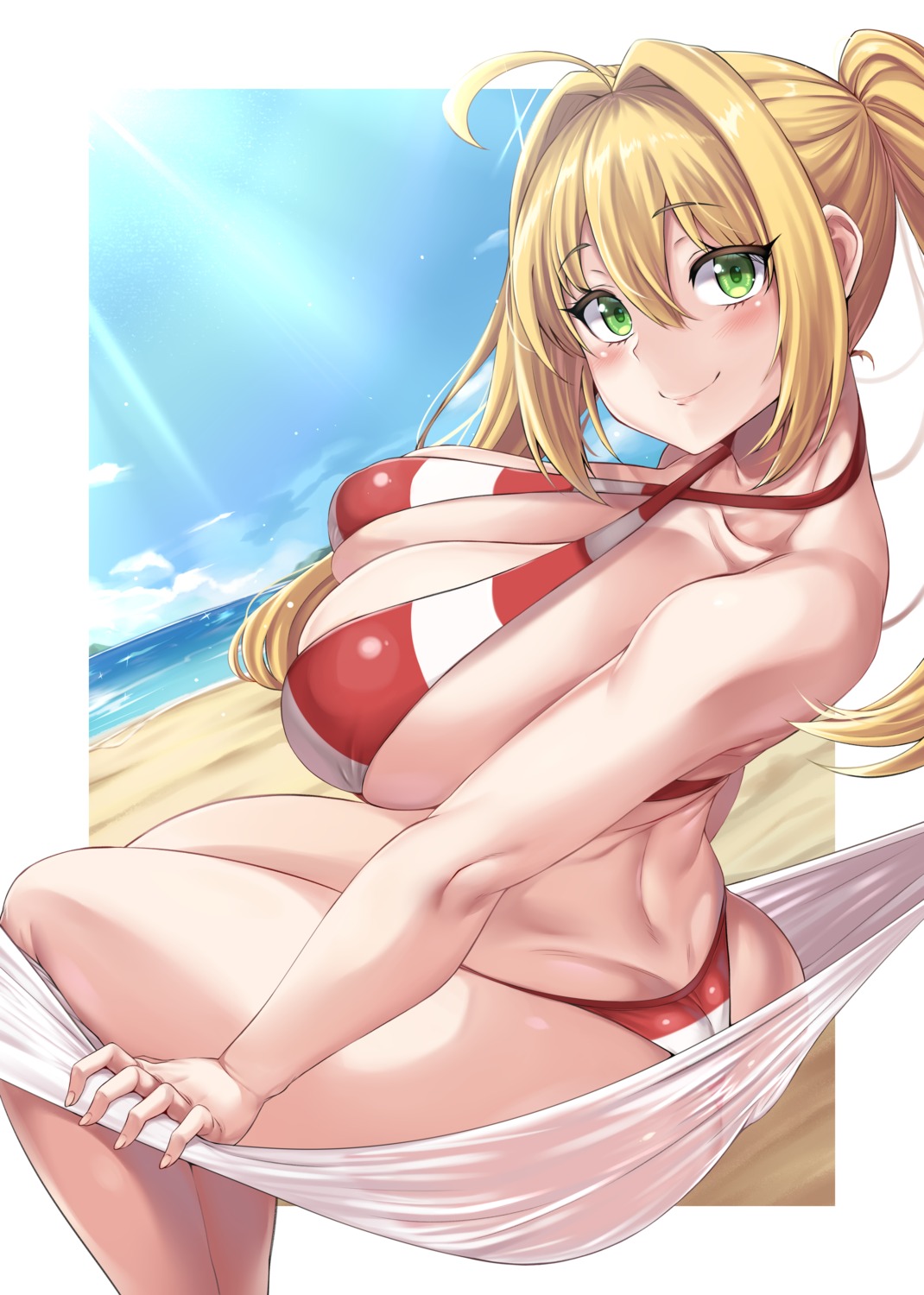 ass bikini fate/grand_order moisture_(chichi) saber_extra swimsuits thong