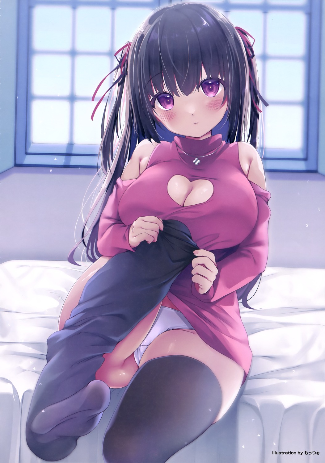 color_issue mottuo pantsu skirt_lift thighhighs