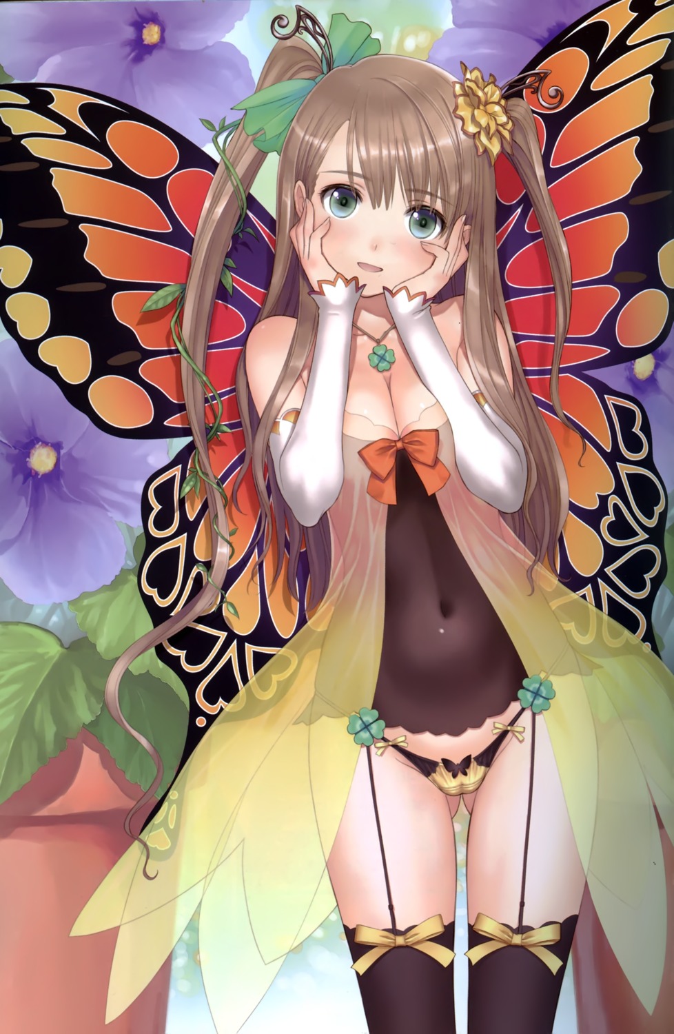 cameltoe cleavage pantsu see_through stockings thighhighs tony_taka wings