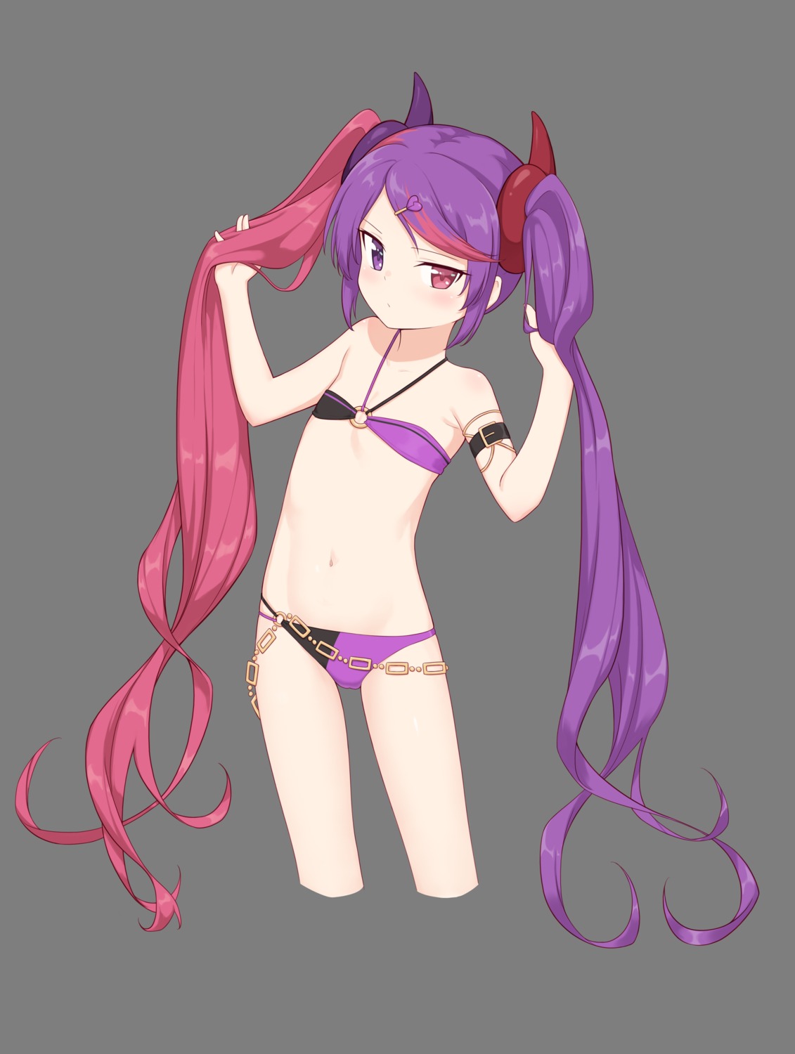 bikini heterochromia horns loli princess_connect princess_connect!_re:dive ribbonsnek swimsuits tamaizumi_misaki transparent_png