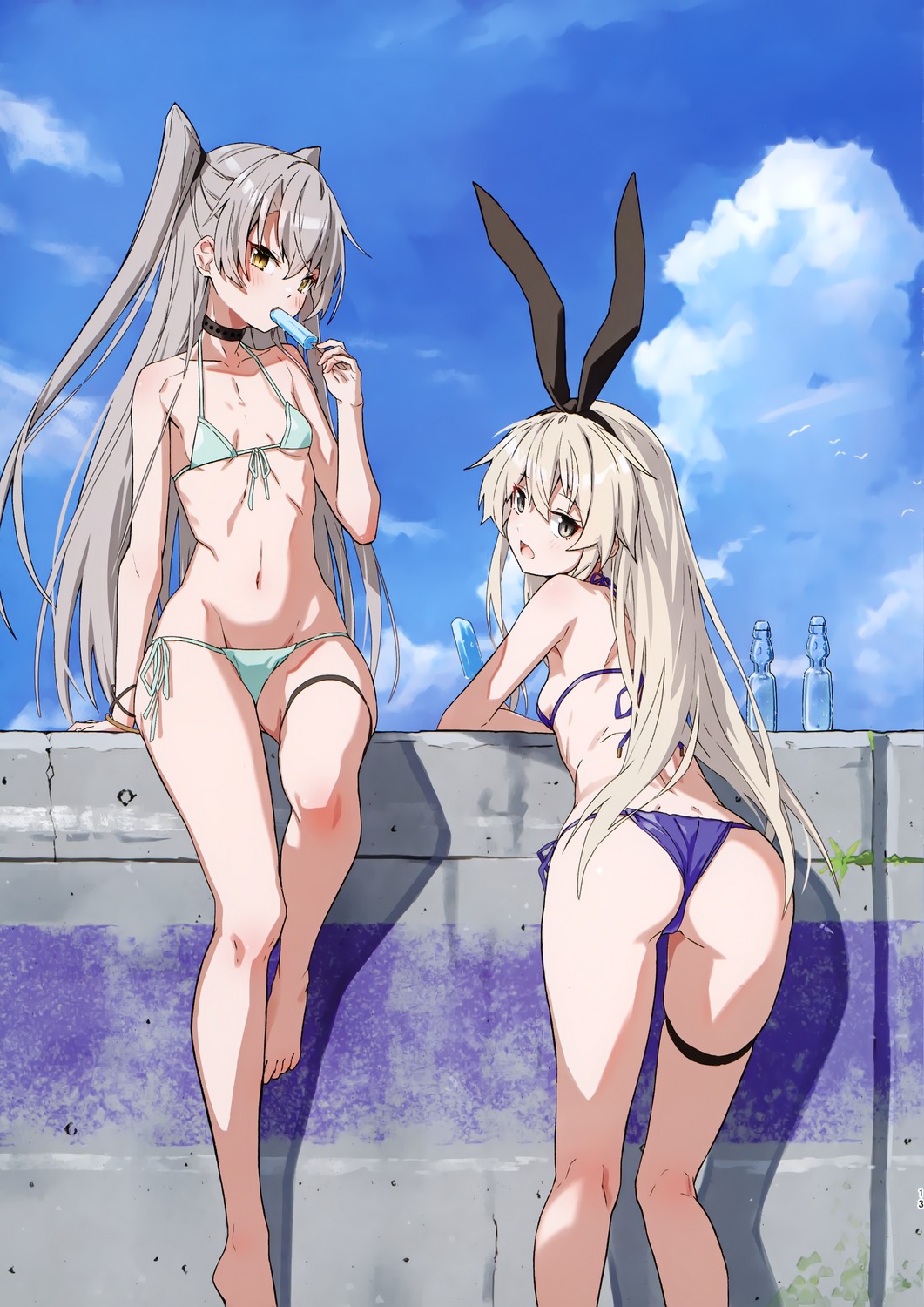 amatsukaze_(kancolle) animal_ears ass bikini bunny_ears garter kantai_collection shimakaze_(kancolle) swimsuits takanashi_kei_(hitsujikan)