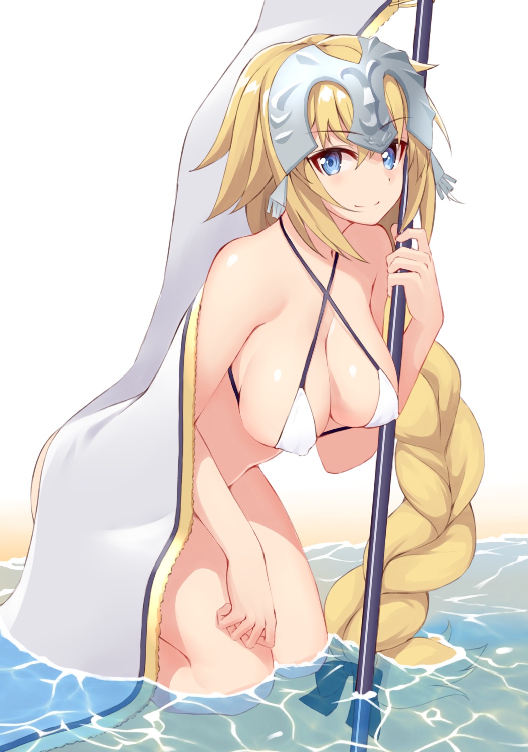 bikini_top bottomless erect_nipples fate/grand_order jeanne_d'arc jeanne_d'arc_(fate) swimsuits syunichi wet