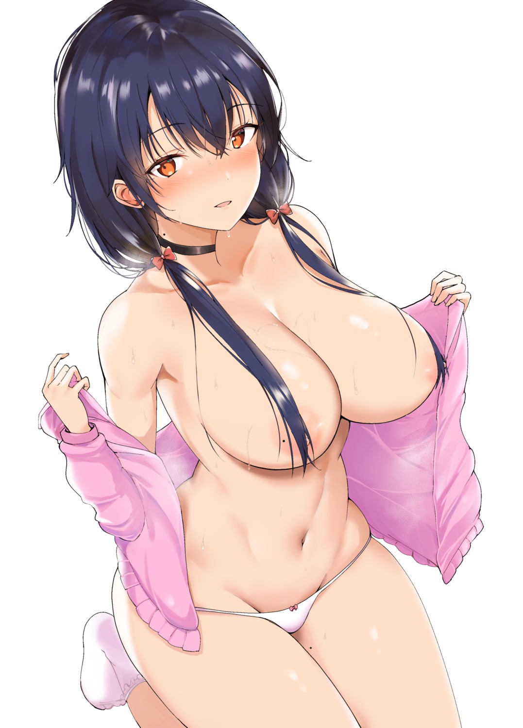 areola breasts no_bra open_shirt pantsu sweater takaharu undressing