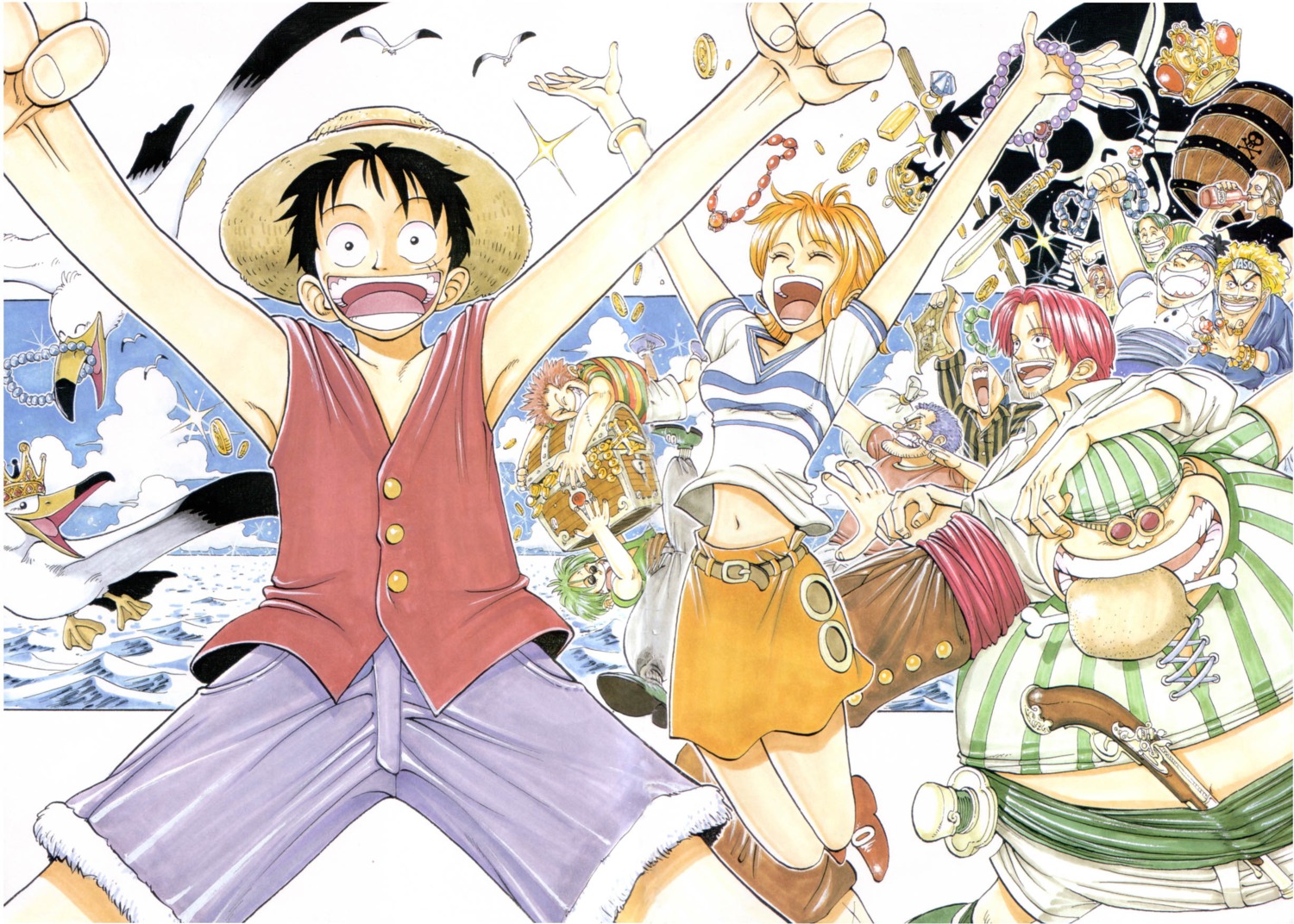 monkey_d_luffy nami oda_eiichirou one_piece