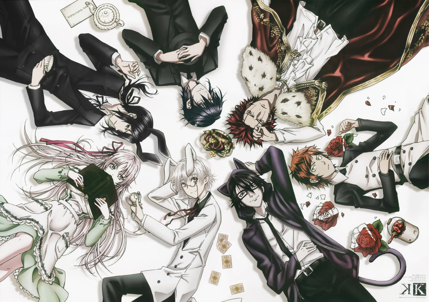 alice_in_wonderland ameno_miyabi animal_ears bunny_ears fushimi_saruhiko isana_yashiro ishimori_ai k munakata_reisi suou_mikoto yata_misaki yatogami_kuroh