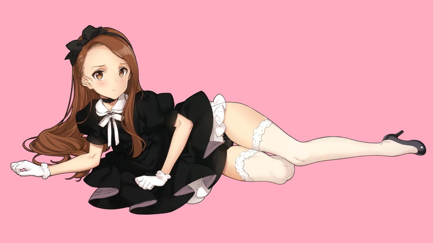 dress fixed heels minase_iori oyari_ashito pantsu skirt_lift the_idolm@ster thighhighs