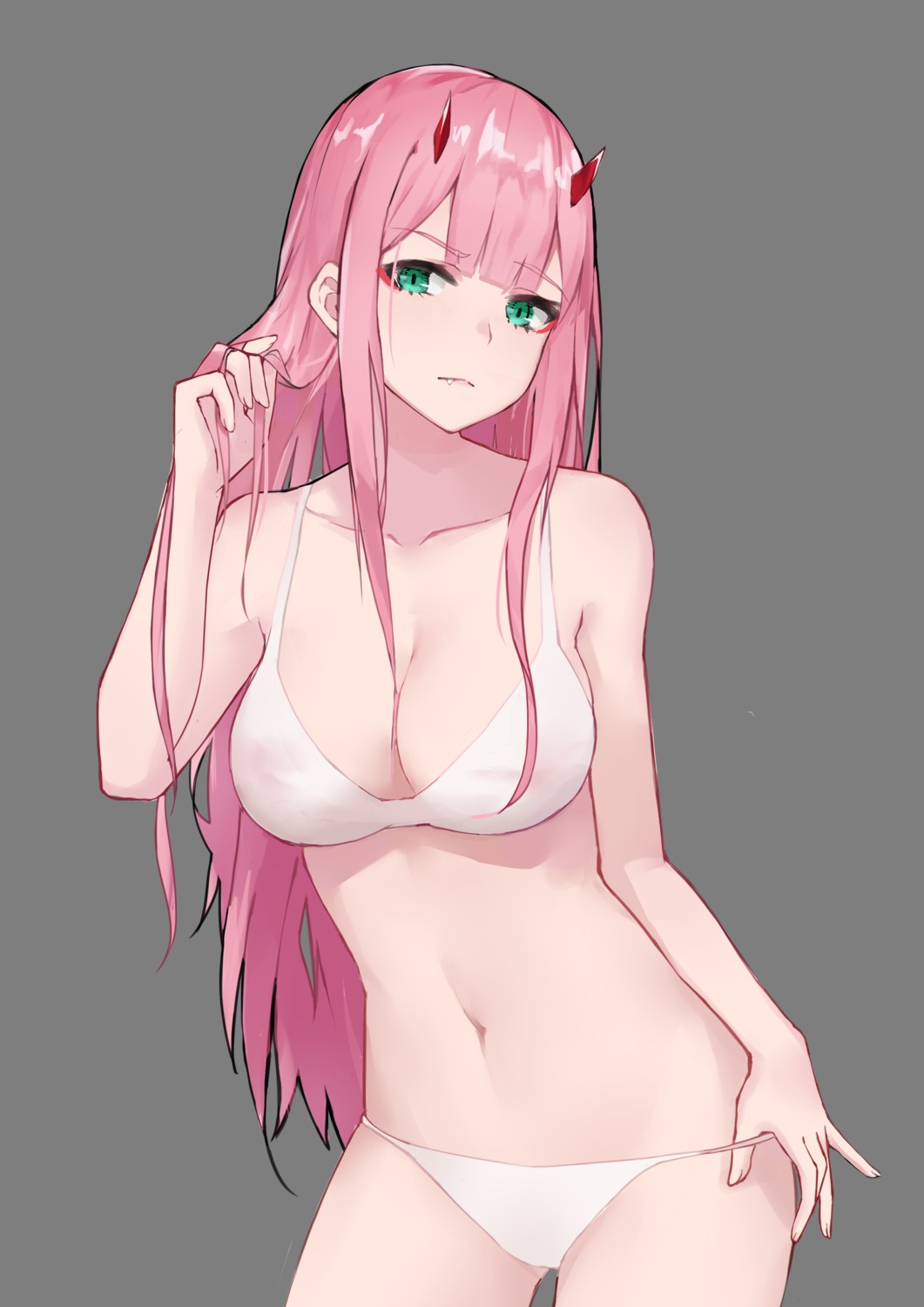 bra cleavage darling_in_the_franxx horns pantsu transparent_png yoruciel zero_two_(darling_in_the_franxx)