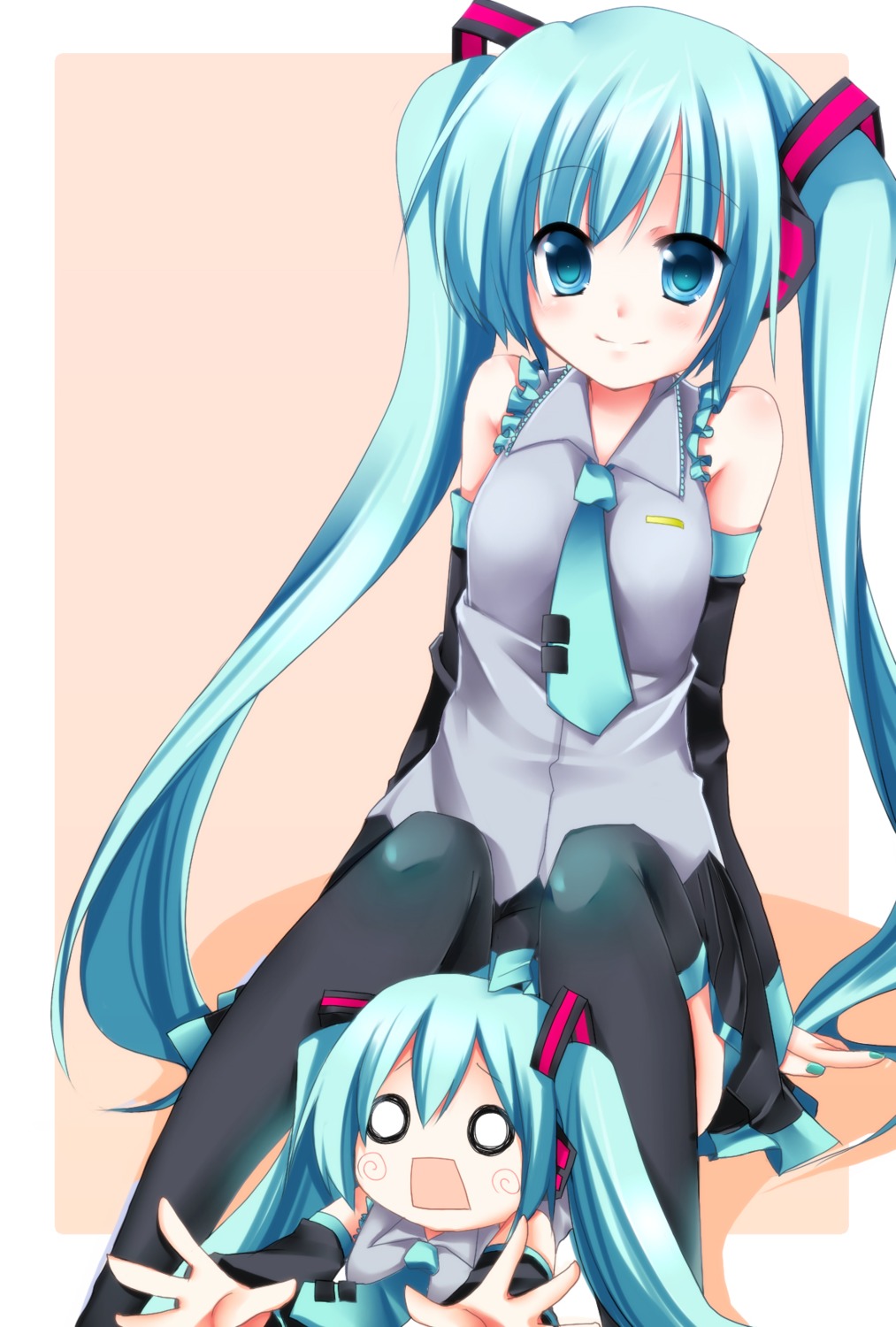 hachune_miku hatsune_miku shino_(sosuketo) thighhighs vocaloid