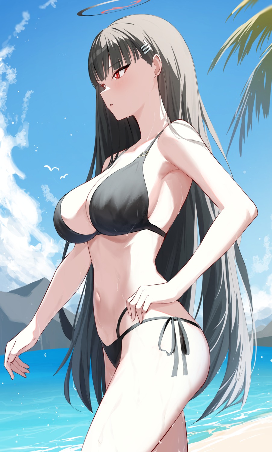 anima_miko bikini blue_archive halo swimsuits tsukatsuki_rio