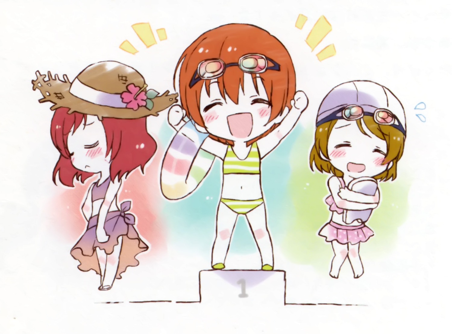 bikini chibi hoshizora_rin kiyose_akame koizumi_hanayo love_live! nishikino_maki screening swimsuits