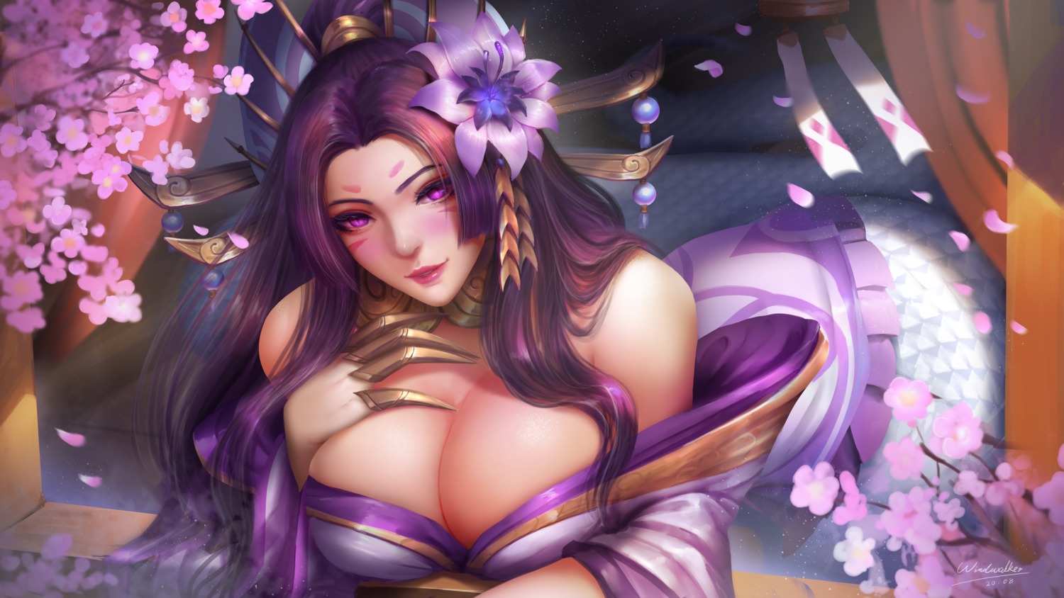 cassiopeia_du_couteau japanese_clothes league_of_legends no_bra open_shirt windwalker