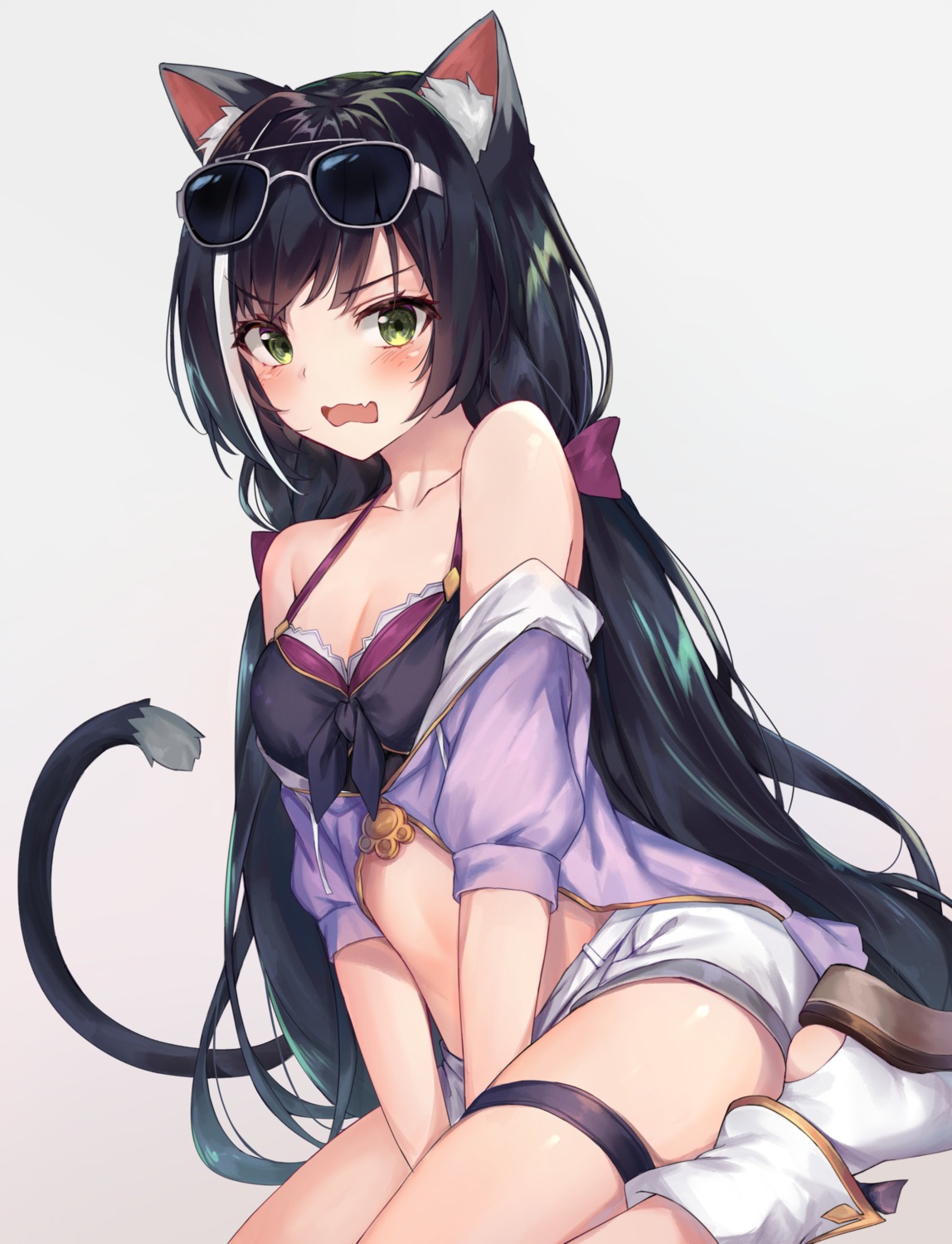 animal_ears cleavage garter isaya_(pixiv4541633) karyl_(princess_connect) megane nekomimi princess_connect princess_connect!_re:dive tail