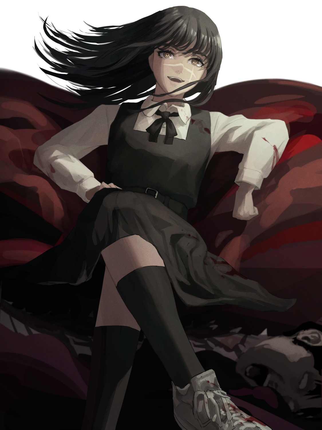 blood chainsaw_man seifuku tagme yoru_(chainsaw_man)