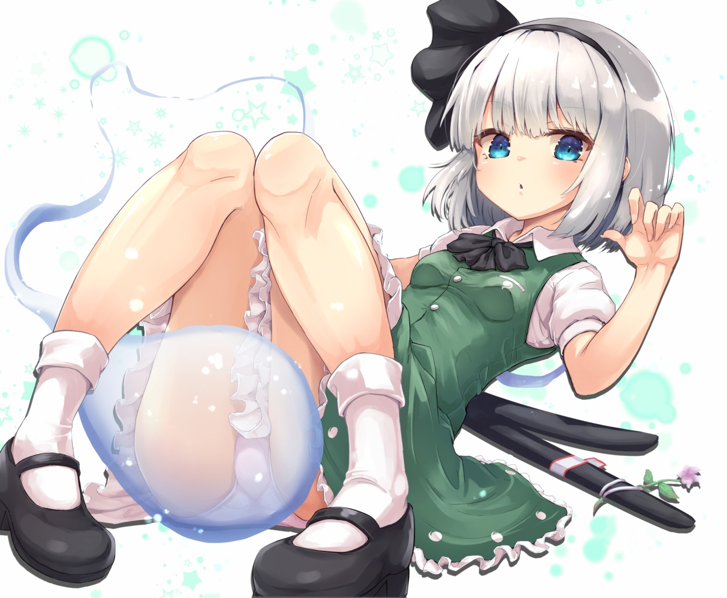 konpaku_youmu myon pantsu rabittofaa skirt_lift sword touhou