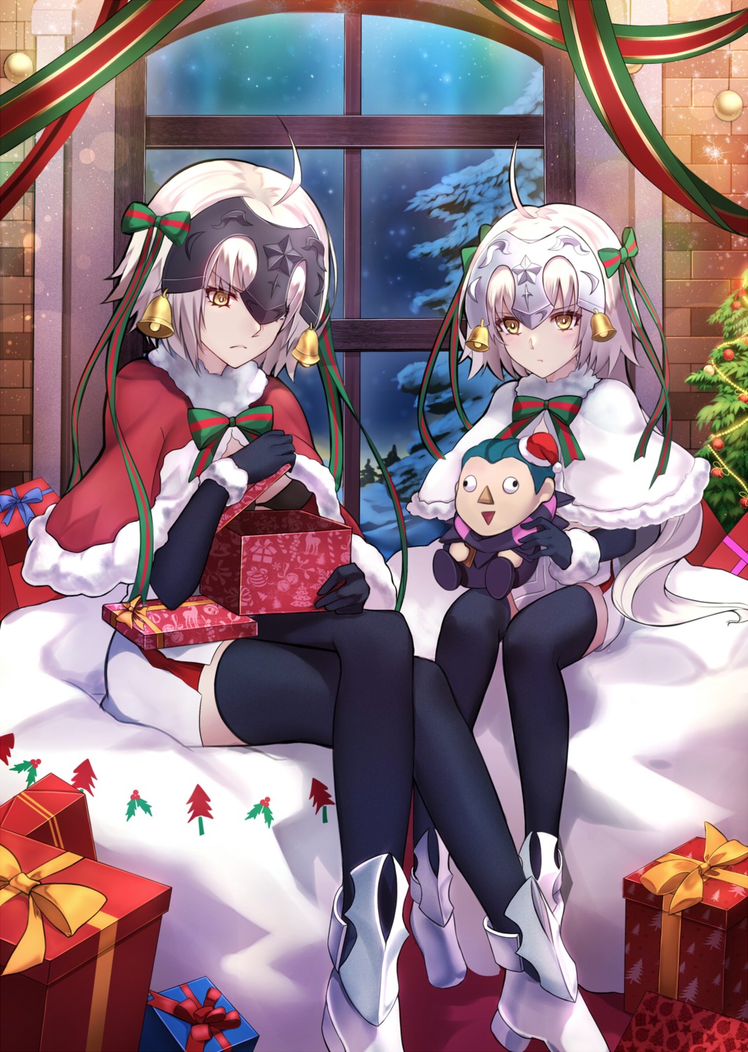 christmas fate/grand_order heels jeanne_d'arc jeanne_d'arc_alter_(fate) jeanne_d'arc_alter_santa_lily shiguru thighhighs