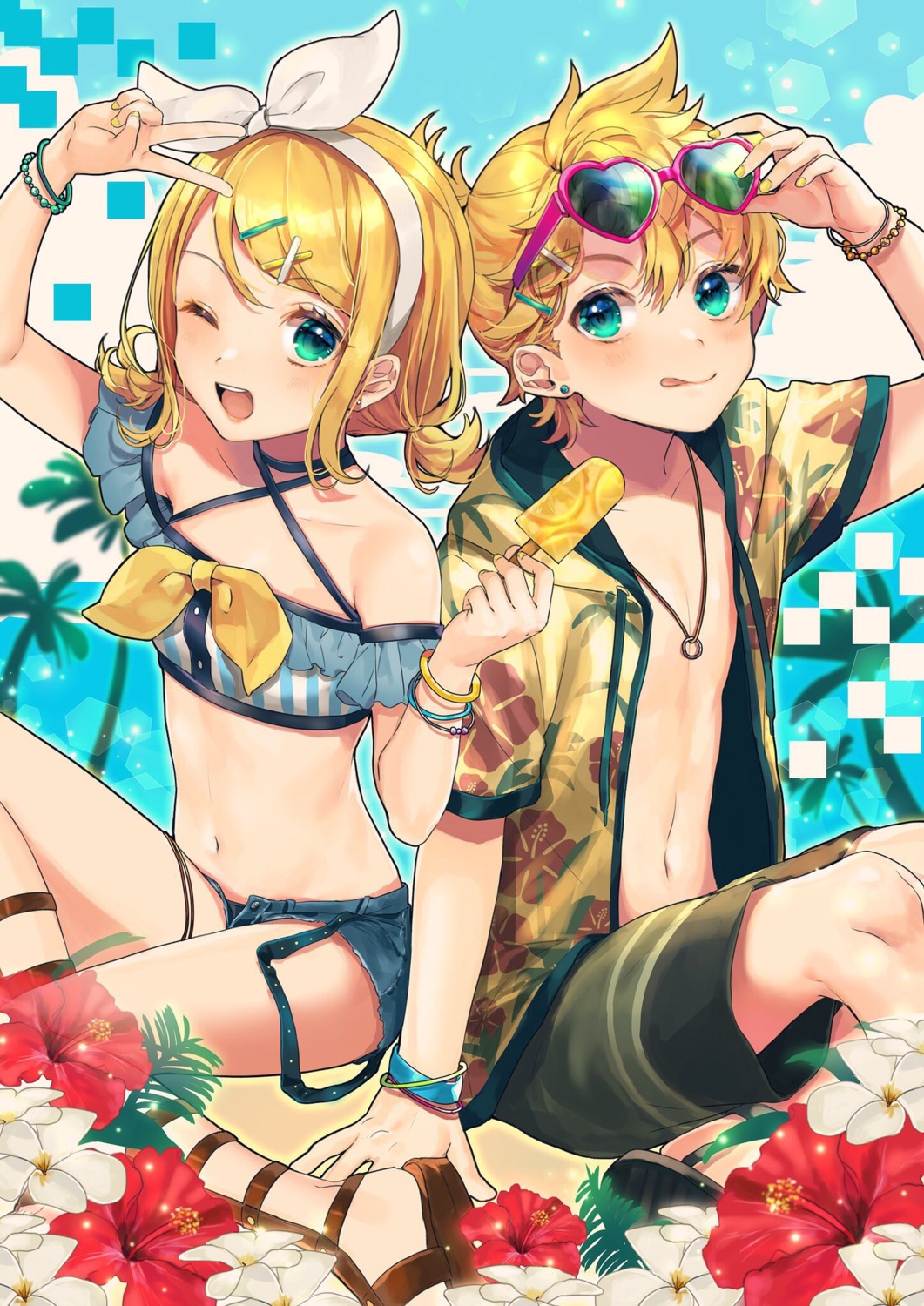 kagamine_len kagamine_rin megane shinotarou_(nagunaguex) vocaloid