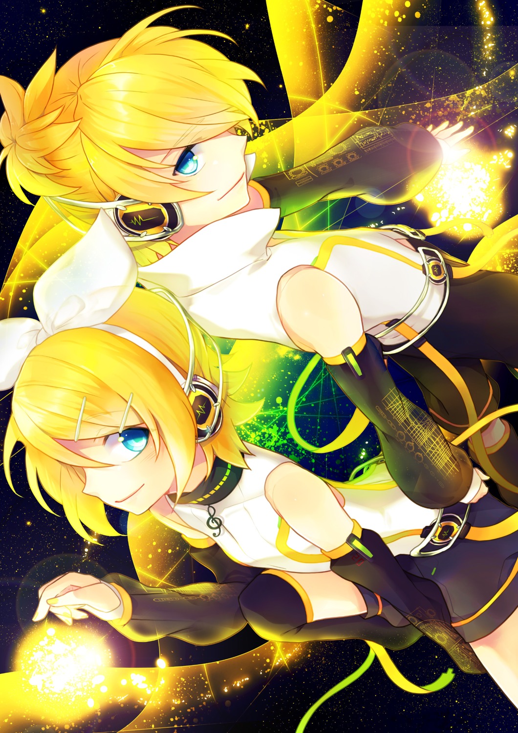 headphones kagamine_len kagamine_rin len_append renta rin_append vocaloid