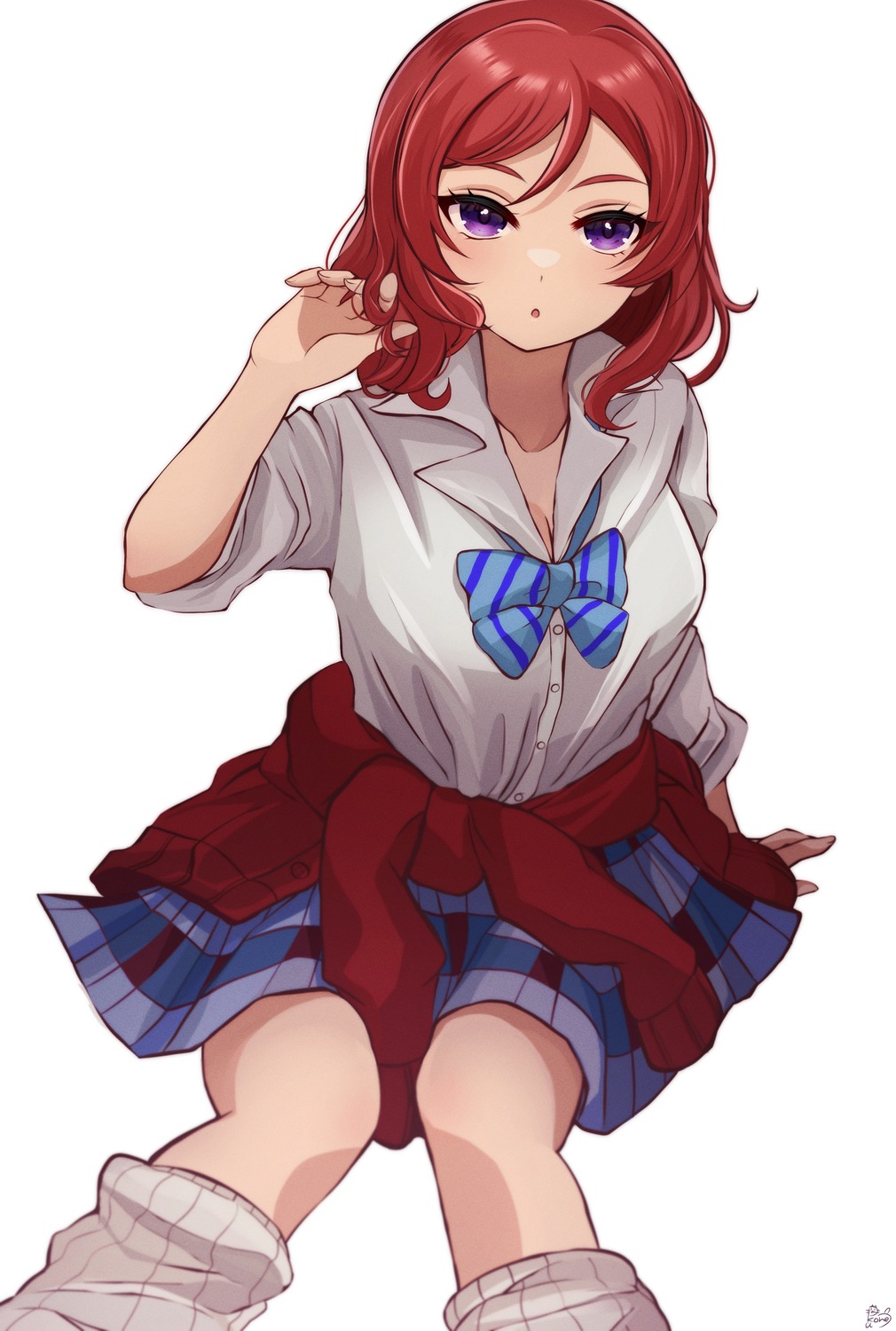 cleavage love_live! nishikino_maki pukonuu seifuku sweater