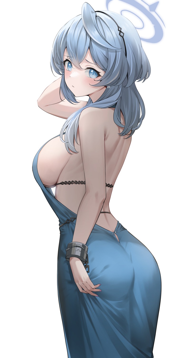 amau_ako ass blue_archive dress halo koisuke no_bra