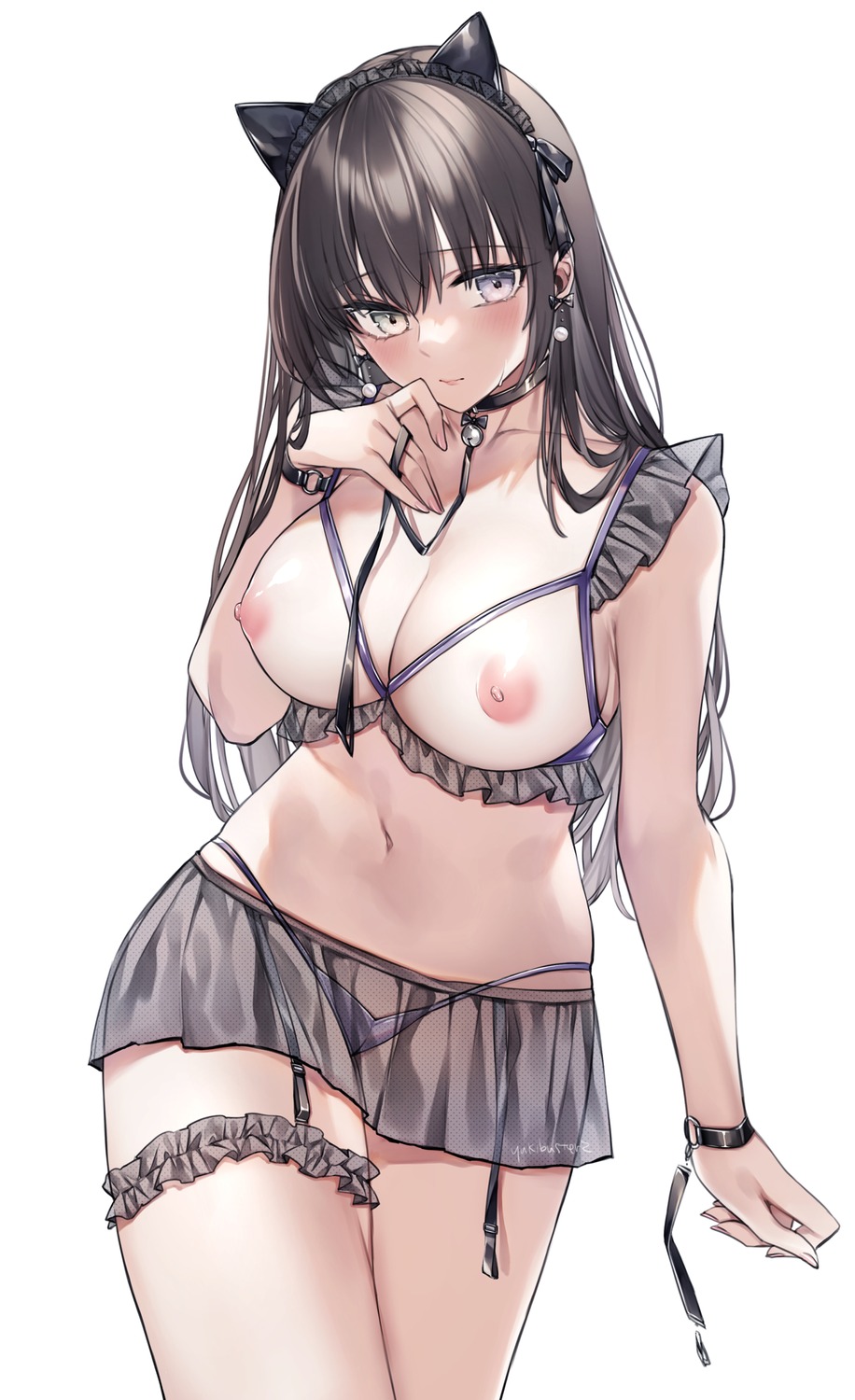 animal_ears bra breasts garter lingerie nipples pantsu see_through thong yukibuster