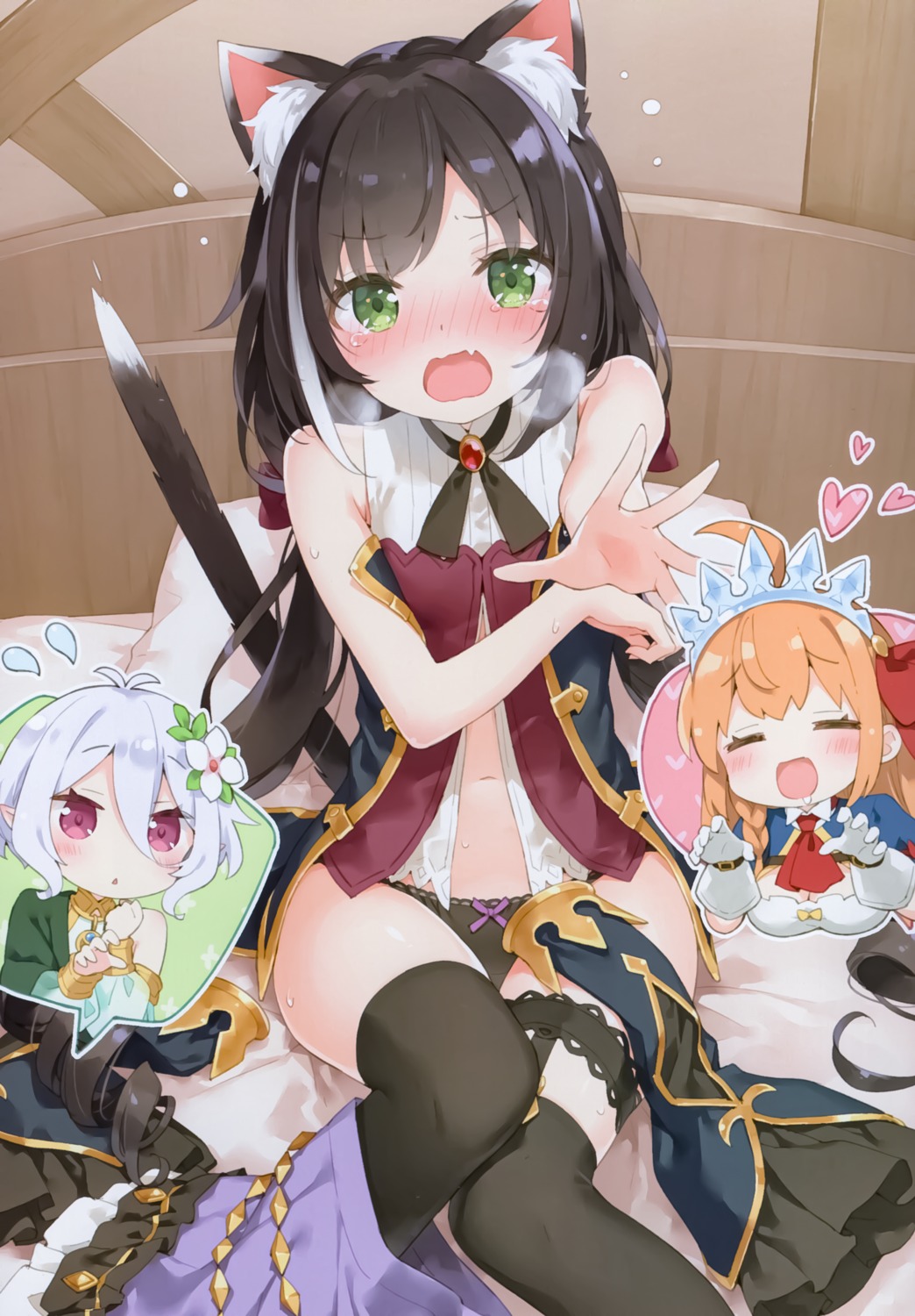 animal_ears breast_hold chibi garter kani_biimu karyl_(princess_connect) kokkoro luminocity nekomimi pantsu pecorine princess_connect princess_connect!_re:dive stockings tail thighhighs